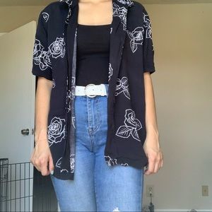 Mens Rose Button Down Tshirt